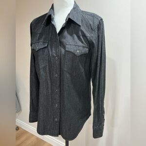 Lauren for Ralph Lauren black denim western shirt size medium